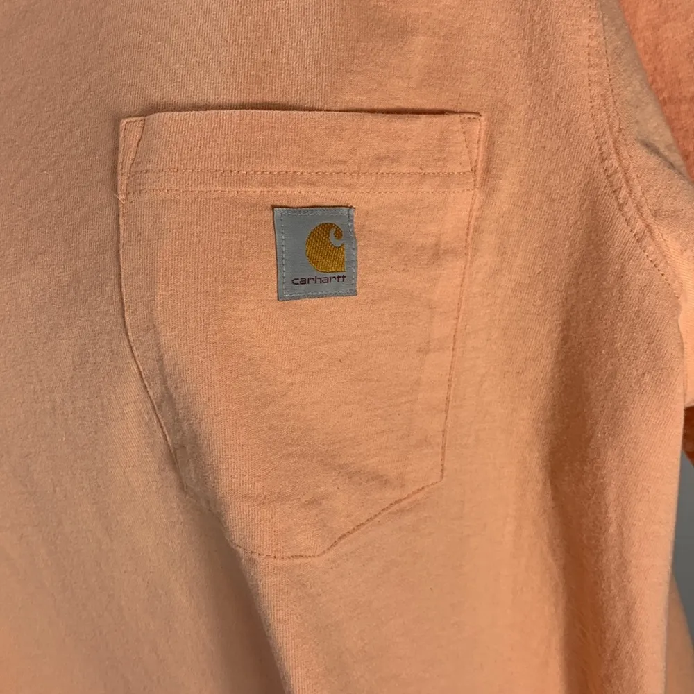 Carhartt Loose Fit Light Orange Peach Workwear Crew neck Pocket Tee Size… - Image 4