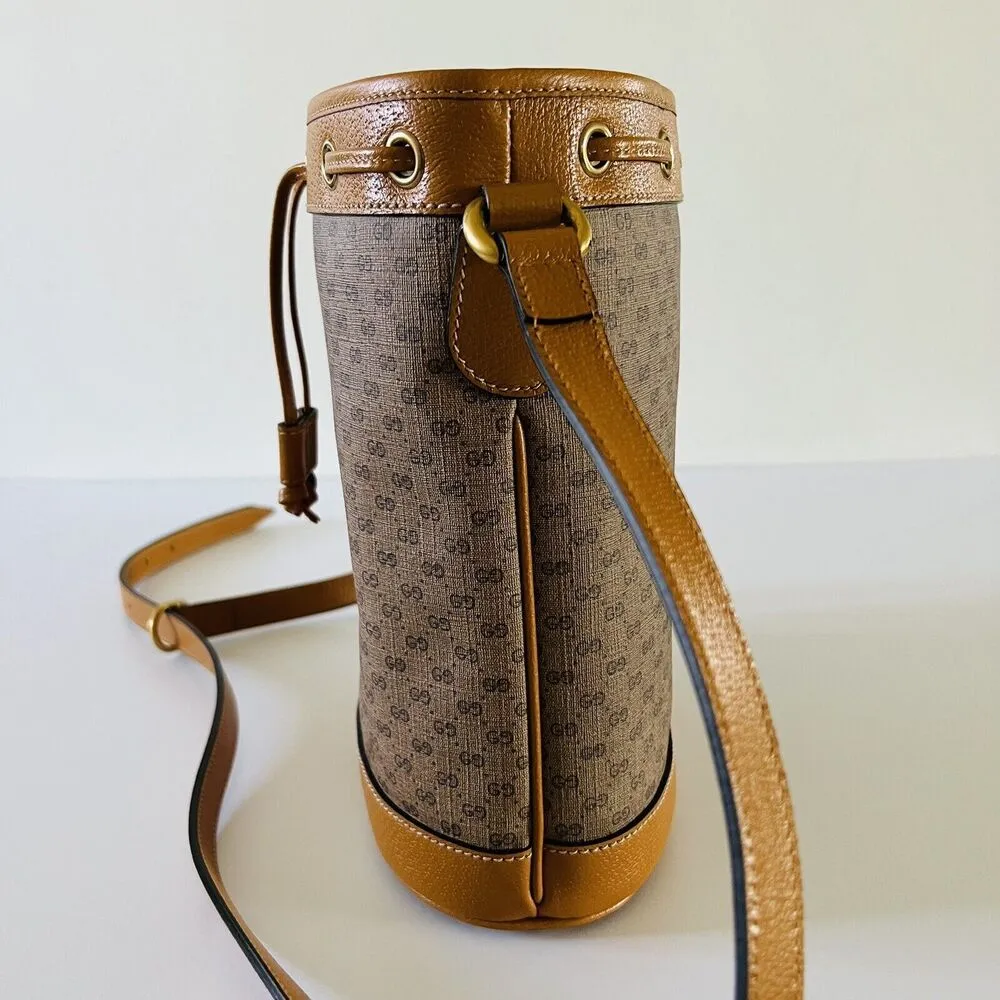 GUCCI x DISNEY Mickey Mouse Print Canvas Leather Bucket Shoulder Bag - Image 7