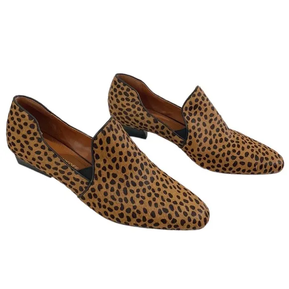 Rebecca Minkoff cheetah print calf hair smoking heeled loafers size 7 - Image 6