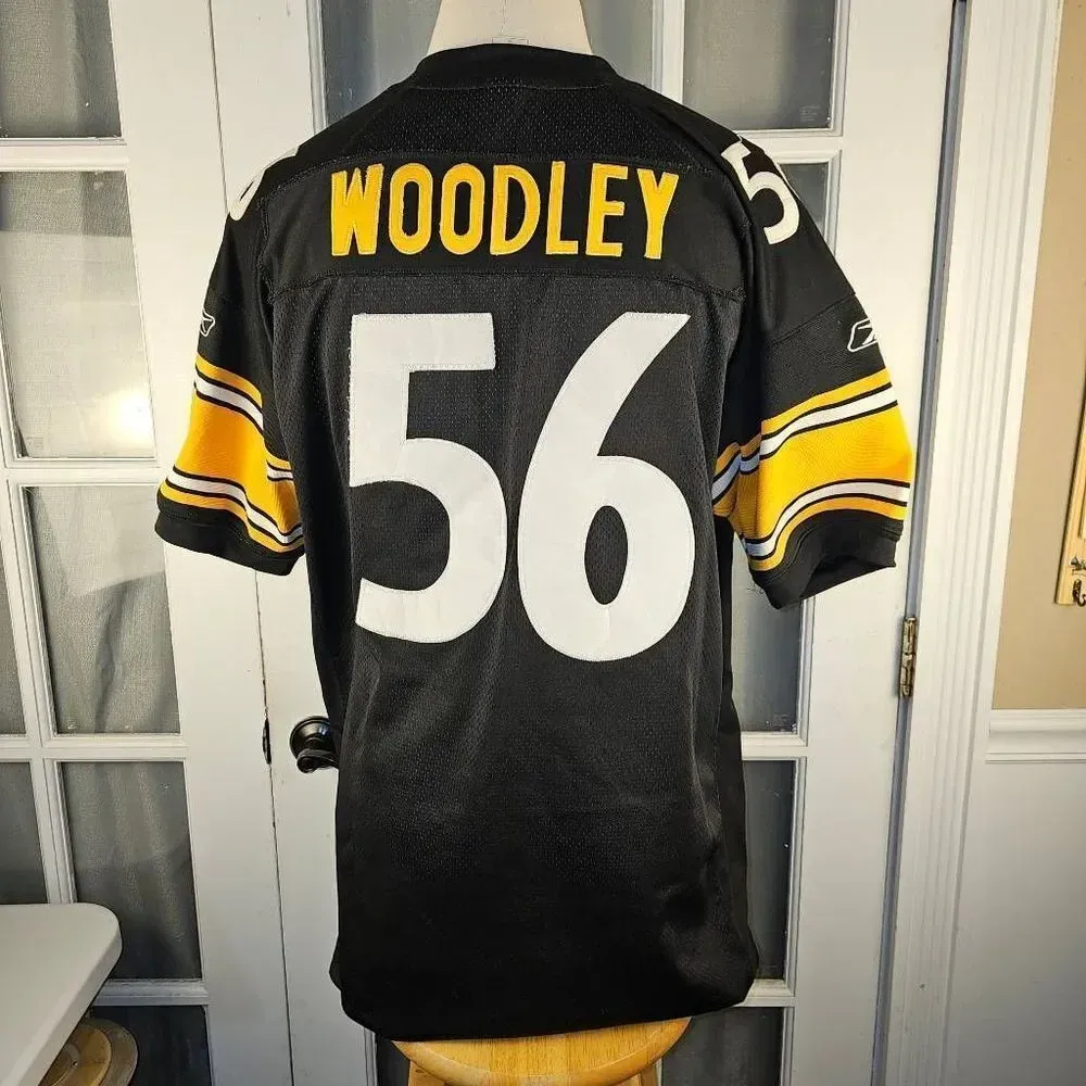 NFL Reebok Pittsburgh Steelers 56 Lamarr Woodley‎ Jersey 50 - Image 2