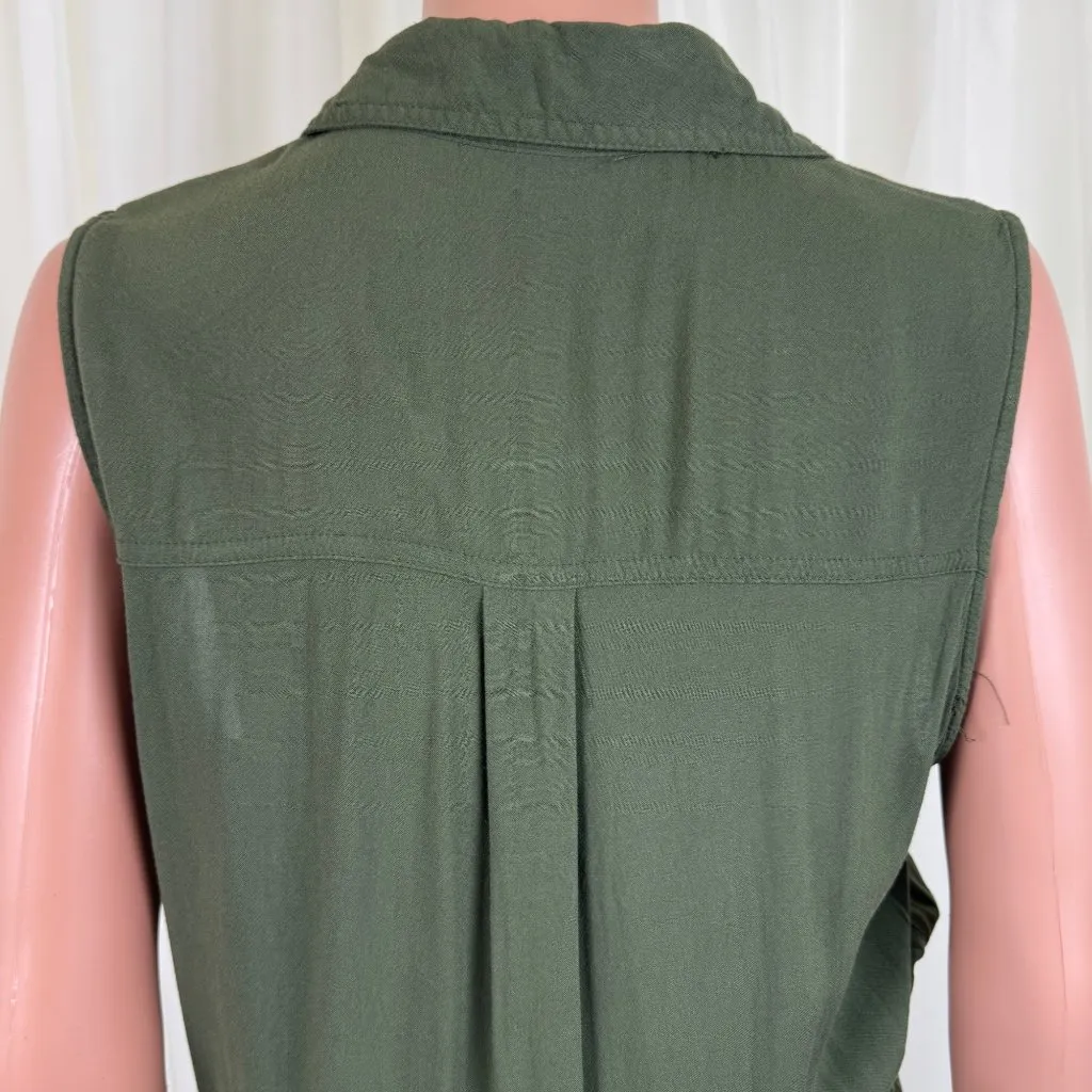 One Clothing Button Front Cargo Drawstring Utility Romper Sz LG Heather Green - Image 11