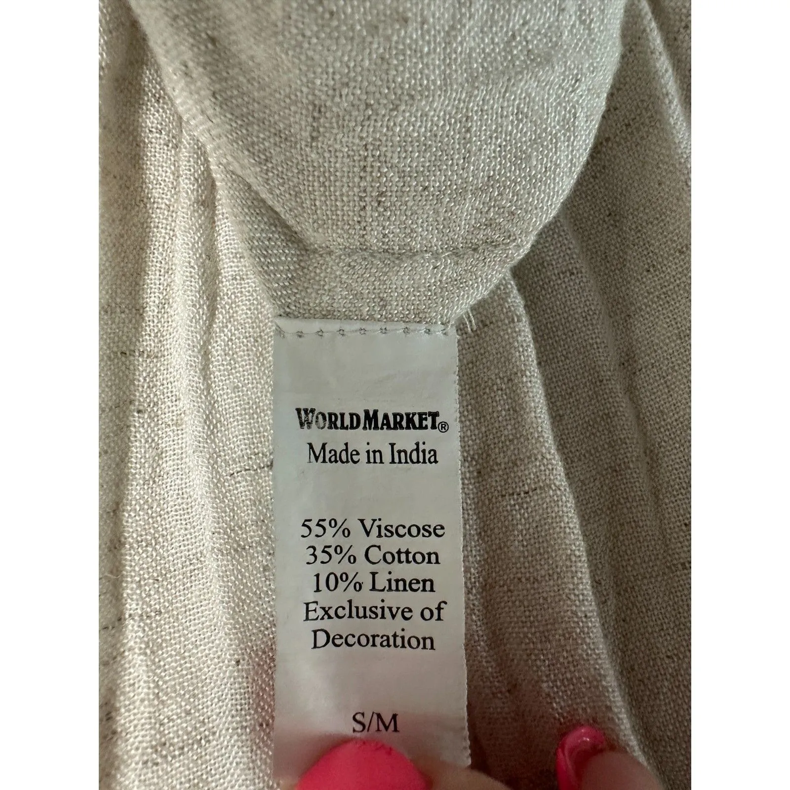 World Market Mira Ivory Floral Embroidered Kaftan Dress Flowy Boho Small Medium - Image 4