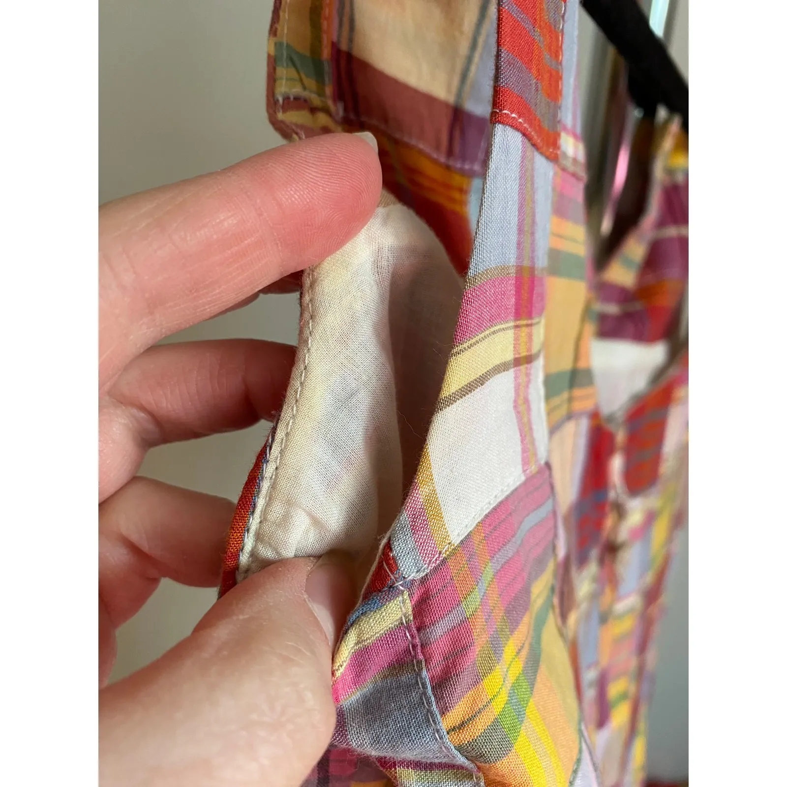 Y2K J Crew Patchwork Plaid Red Mini Dress Small Retro 2000s Indie Festival Beach - Image 8