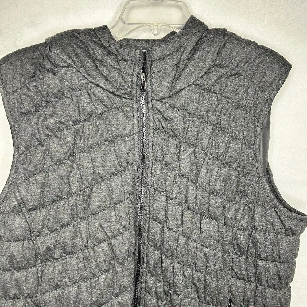 Bagatelle Collection Quilted Hoodie Vest Womens Plus 3X Dark Gray Full-Zip - Image 2