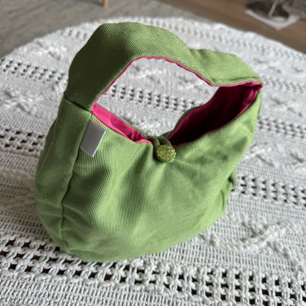 Vibrant Green and Pink Plush Small Bag - Image 6