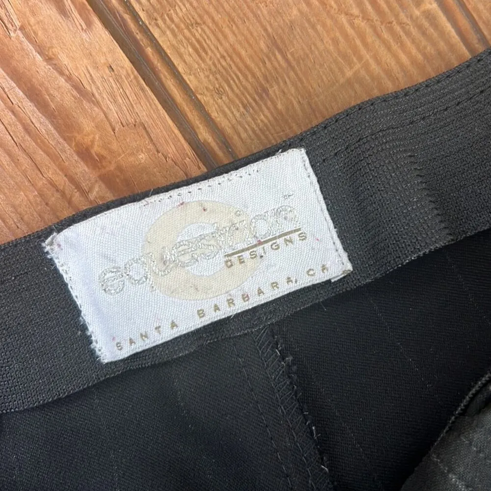 Vintage Equestrian Designs black wide leg high rise pin stripe pants size 6 - Image 10