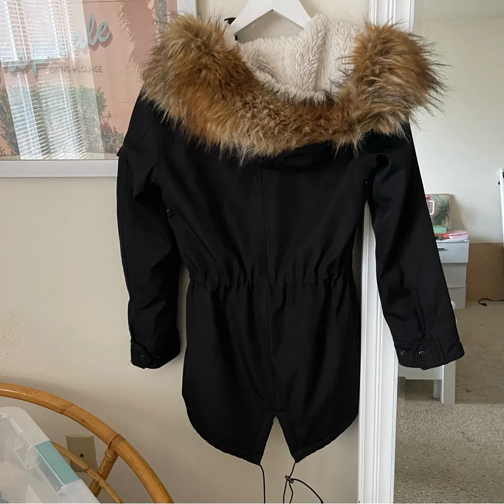 S13 New York Ultra Tech Field Anorak Parka Sherpa Lined Fur Hood Coat Jacket Black Size XS - Image 6