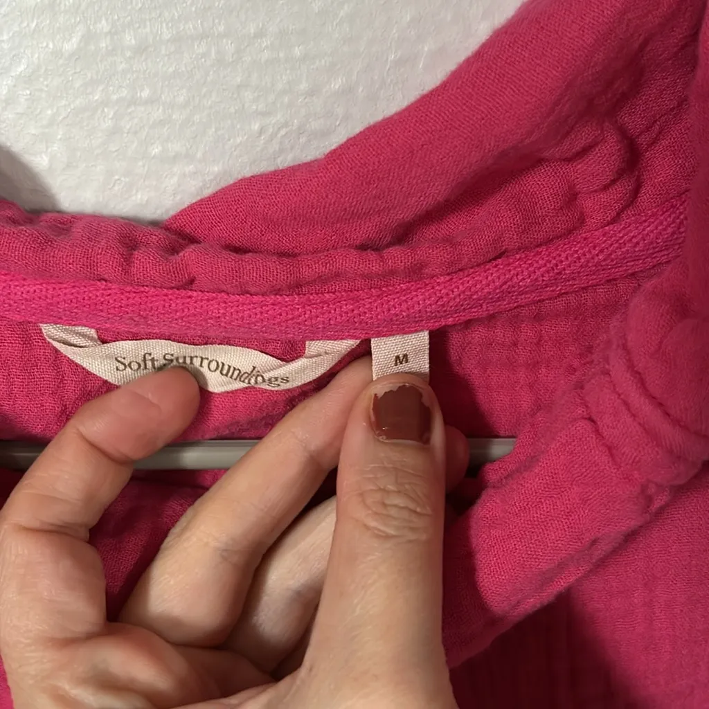 Soft surroundings crinkle gauze giovinezza cotton cowl neck  blouse top medium - Image 4