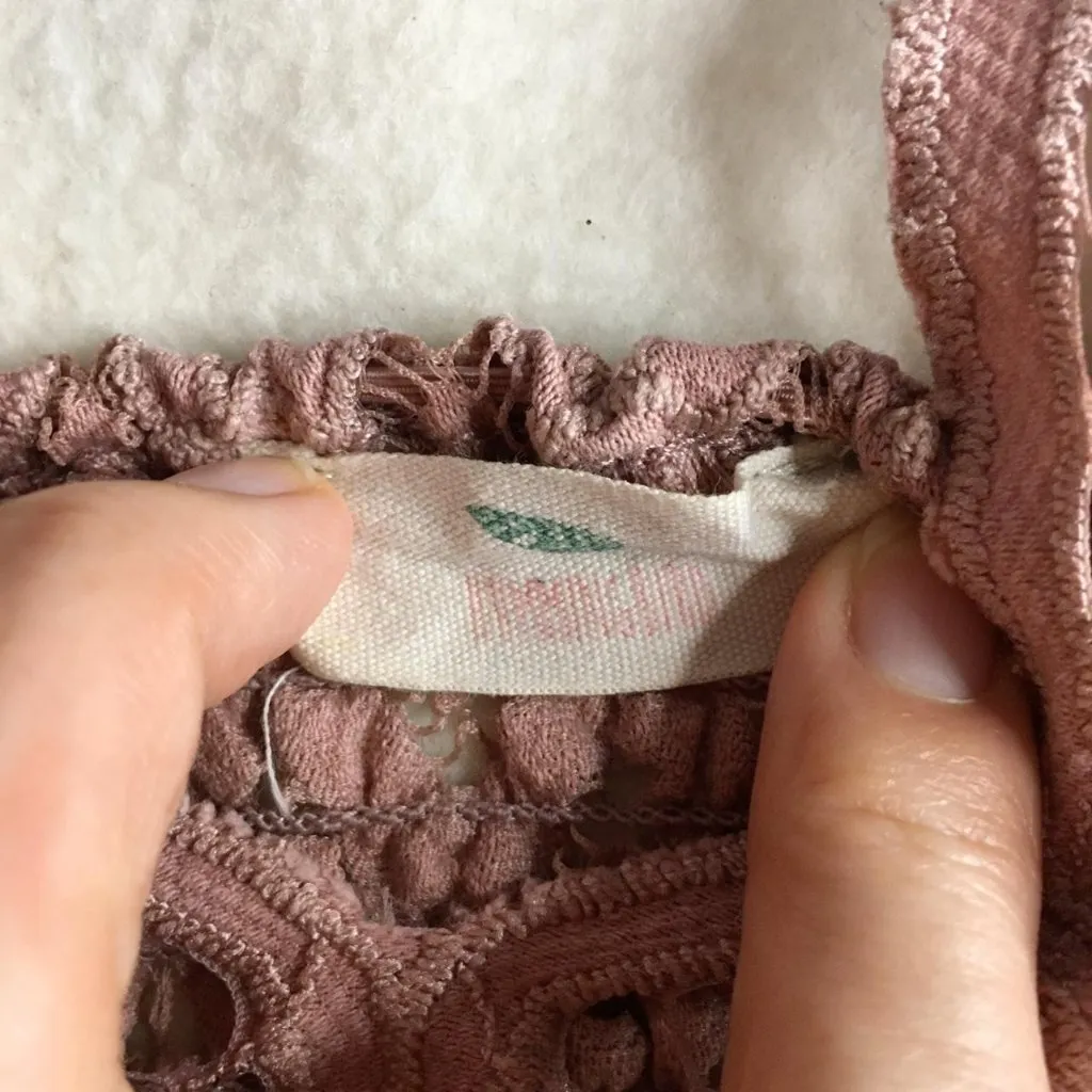 B4 Womens Hummingbird Lacey Look Crop Tank Top Mauve Dusty Rose Size Small - Image 3