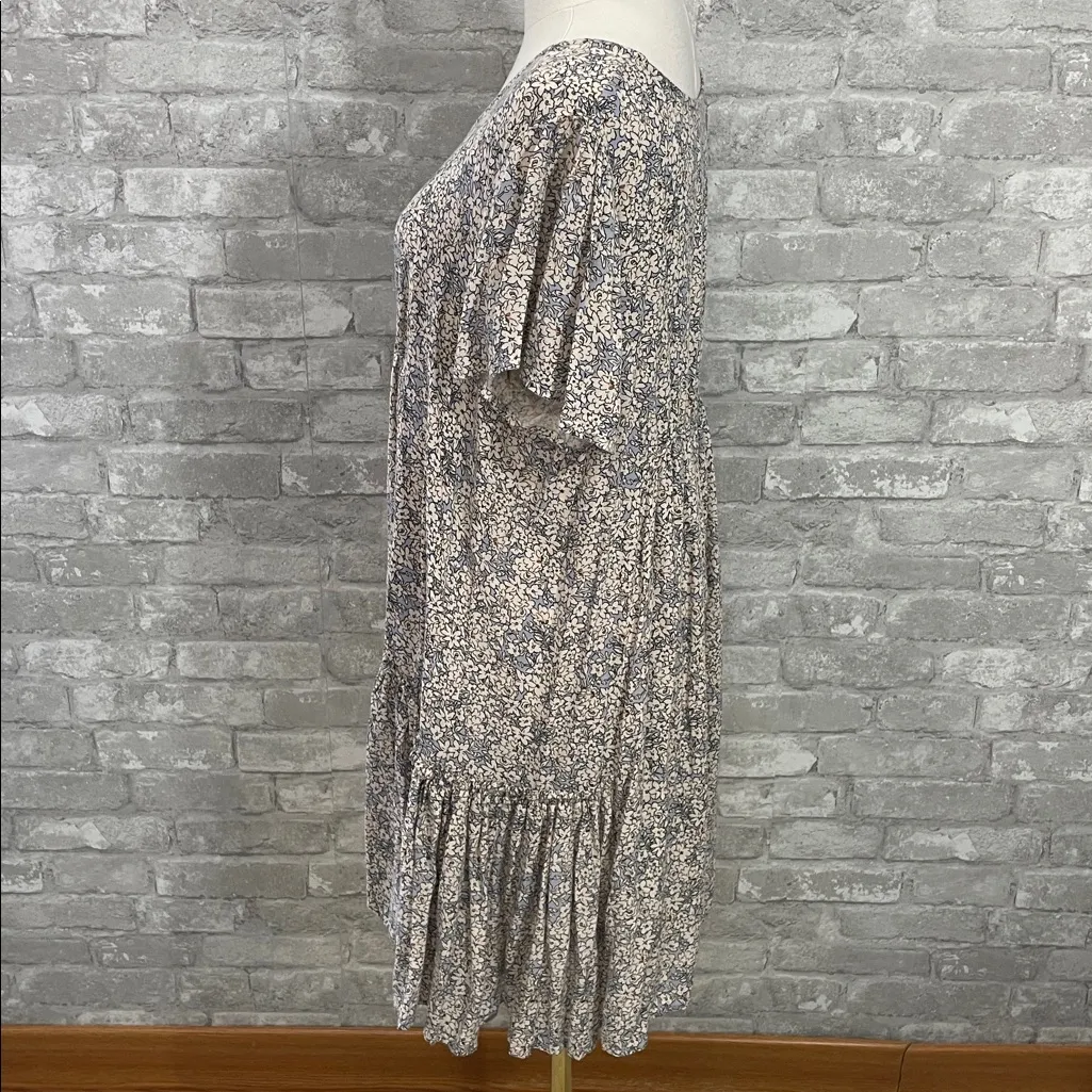 Bila Blue and Cream Floral Mini Dress Size L - Image 3