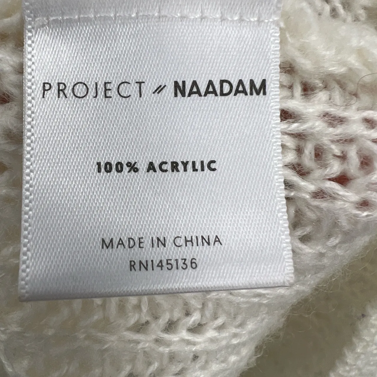 Project x Naadam Sweater Ivory Open Knit Pullover Side Tie Detail XS White - Image 5