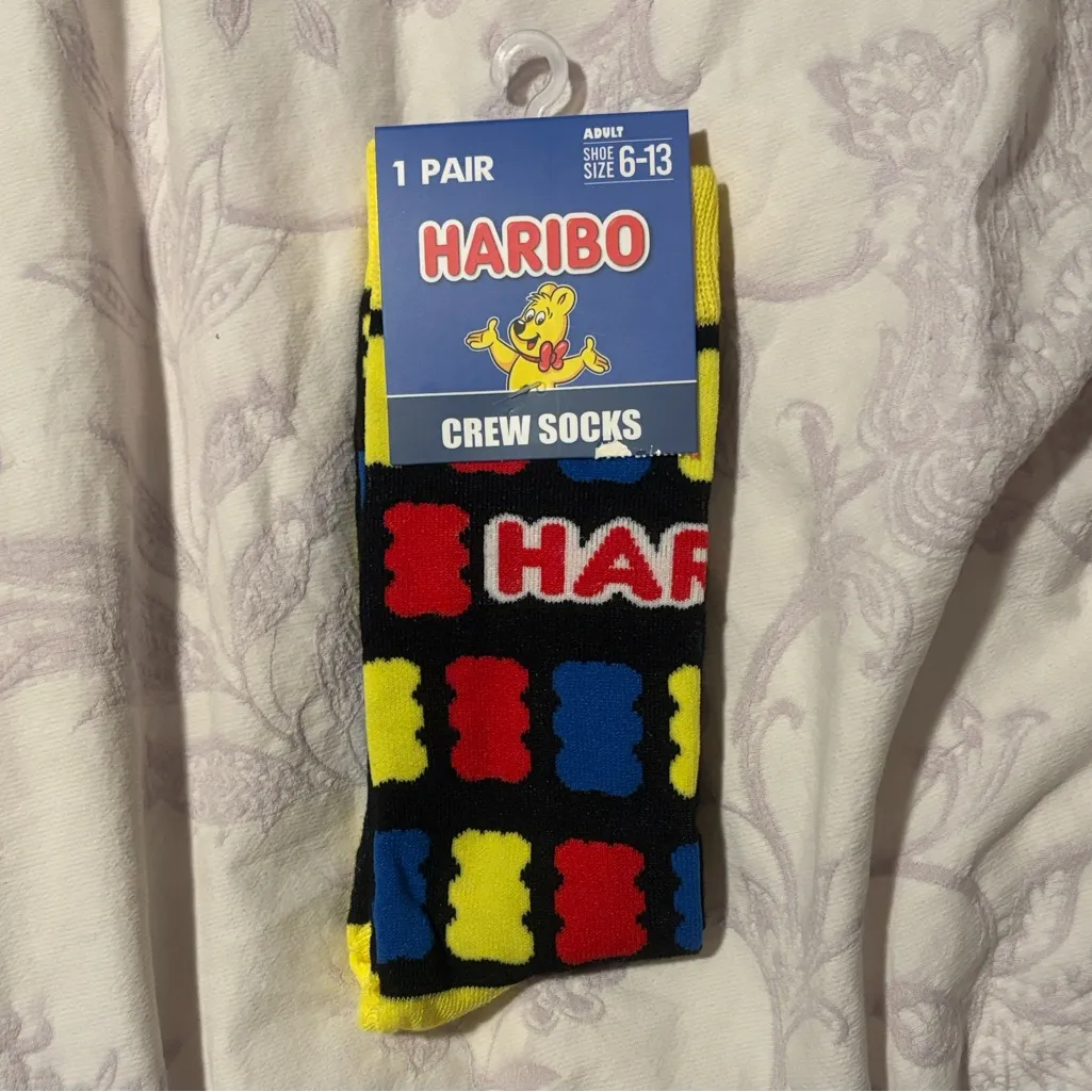 Jelly Belly and Haribo Fun Colorful Crew Socks Black - Image 5