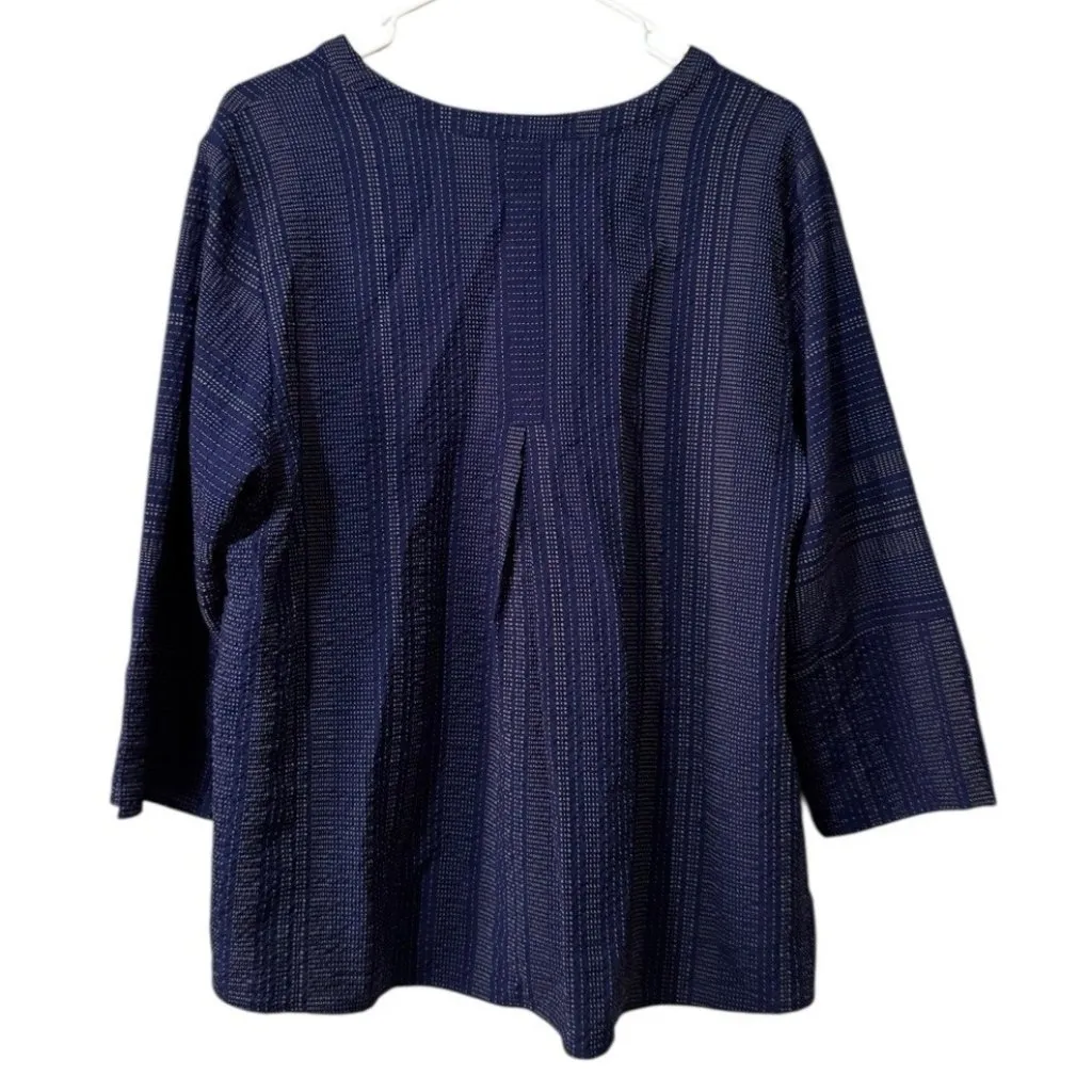 Habitat Clothes To‎ live In Long Sleeve Tunic Top Front Pocket Women Size Medium Blue - Image 2