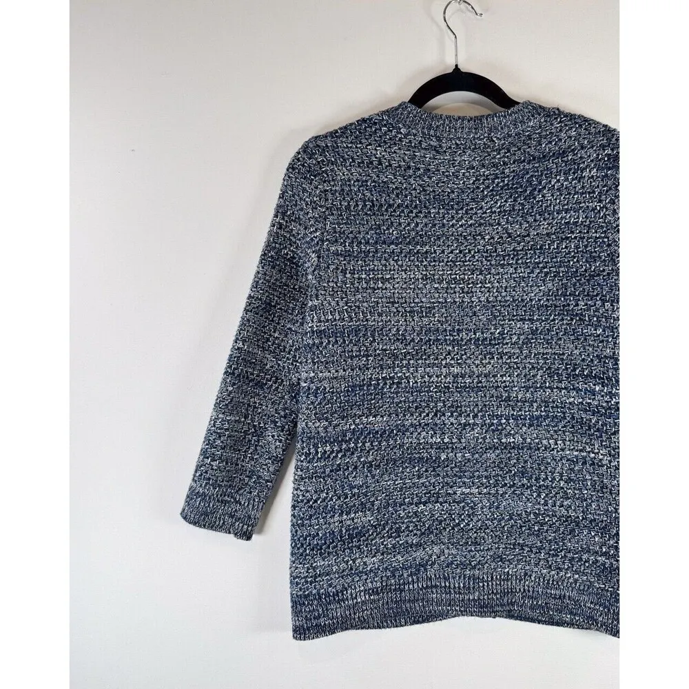 Boden Tori Womens Cardigan Blue Crewneck Knit 3/4 Sleeve Sweater Small - Image 8