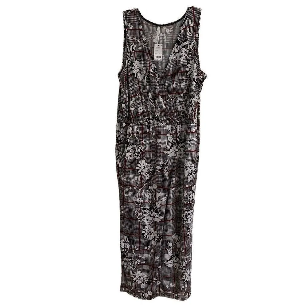 NY Collection Surplus V-neck Floral Houndstooth Sleeveless Jumpsuit women’s 2XP - Image 5