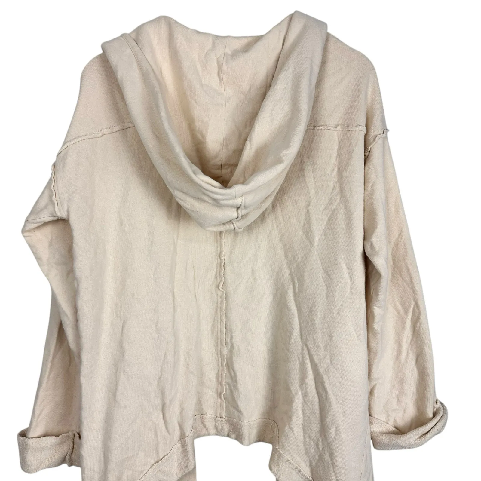 Free People Beach Cream Terry Cloth Hooded Waterfall Cardigan Sweater Size XS/S - Image 8