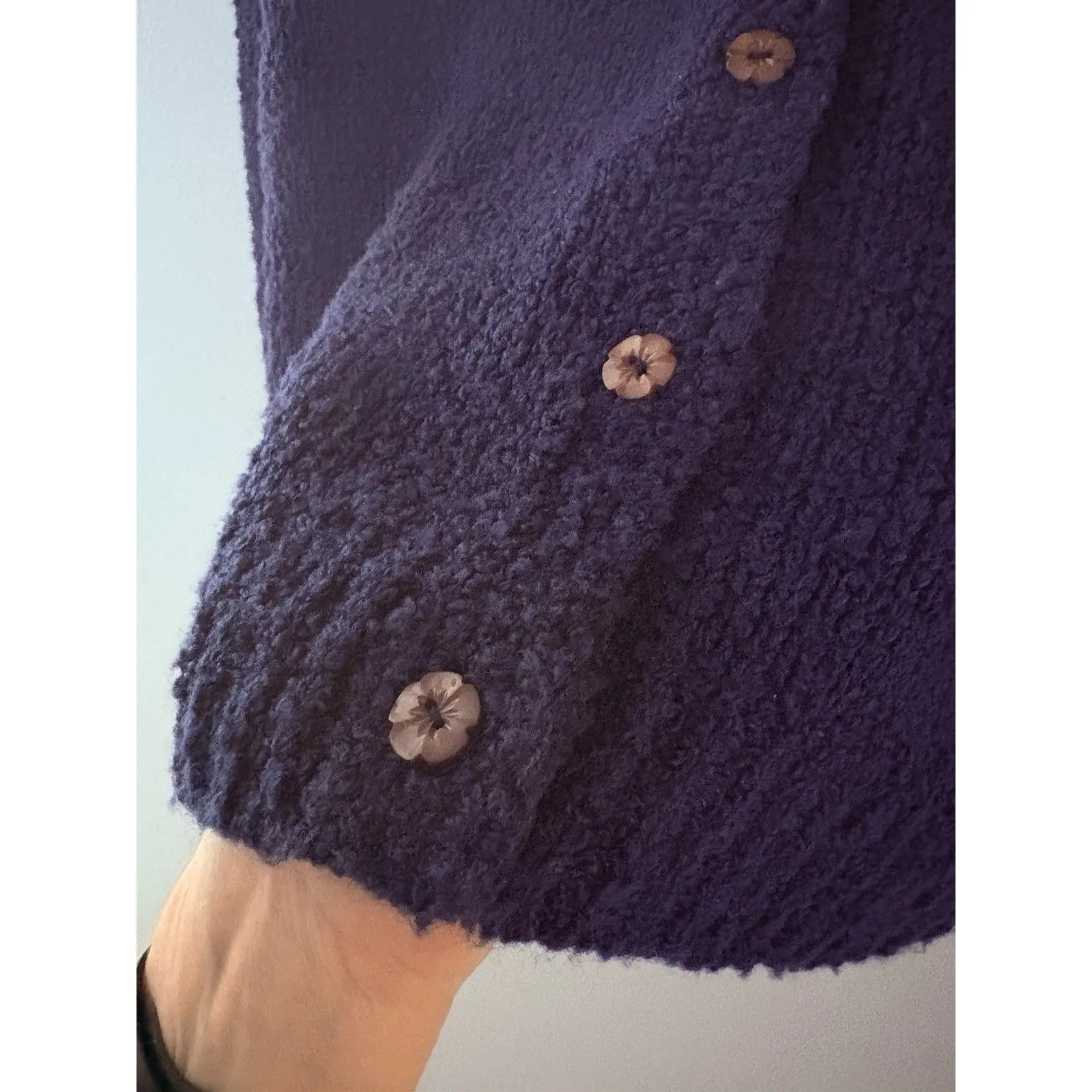 Vintage LeRoy Knitwear Sweater Womens L Blue Cardigan Button Up Cozy Granny Warm Size L - Image 13