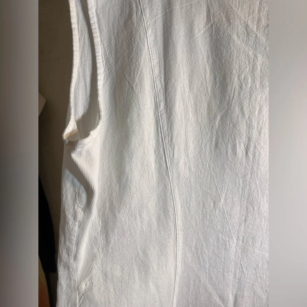 White Sleeveless Midi Dress with Boxy Relaxed Fit crochet details summer cotton Size XXL - Image 11