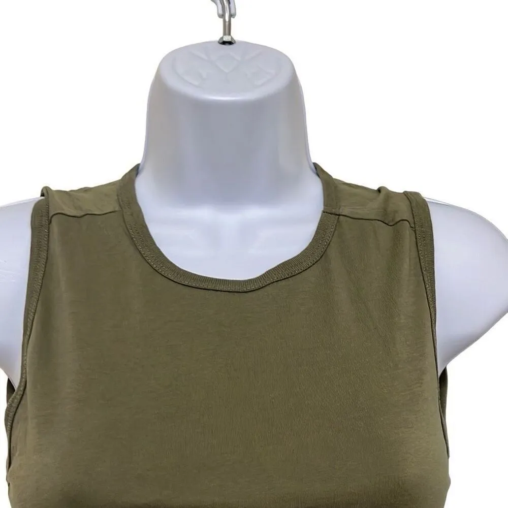 Revolve n:philanthropy Buenos Tank Top Olive Green Ruched Side Crewneck XS NWT - Image 7