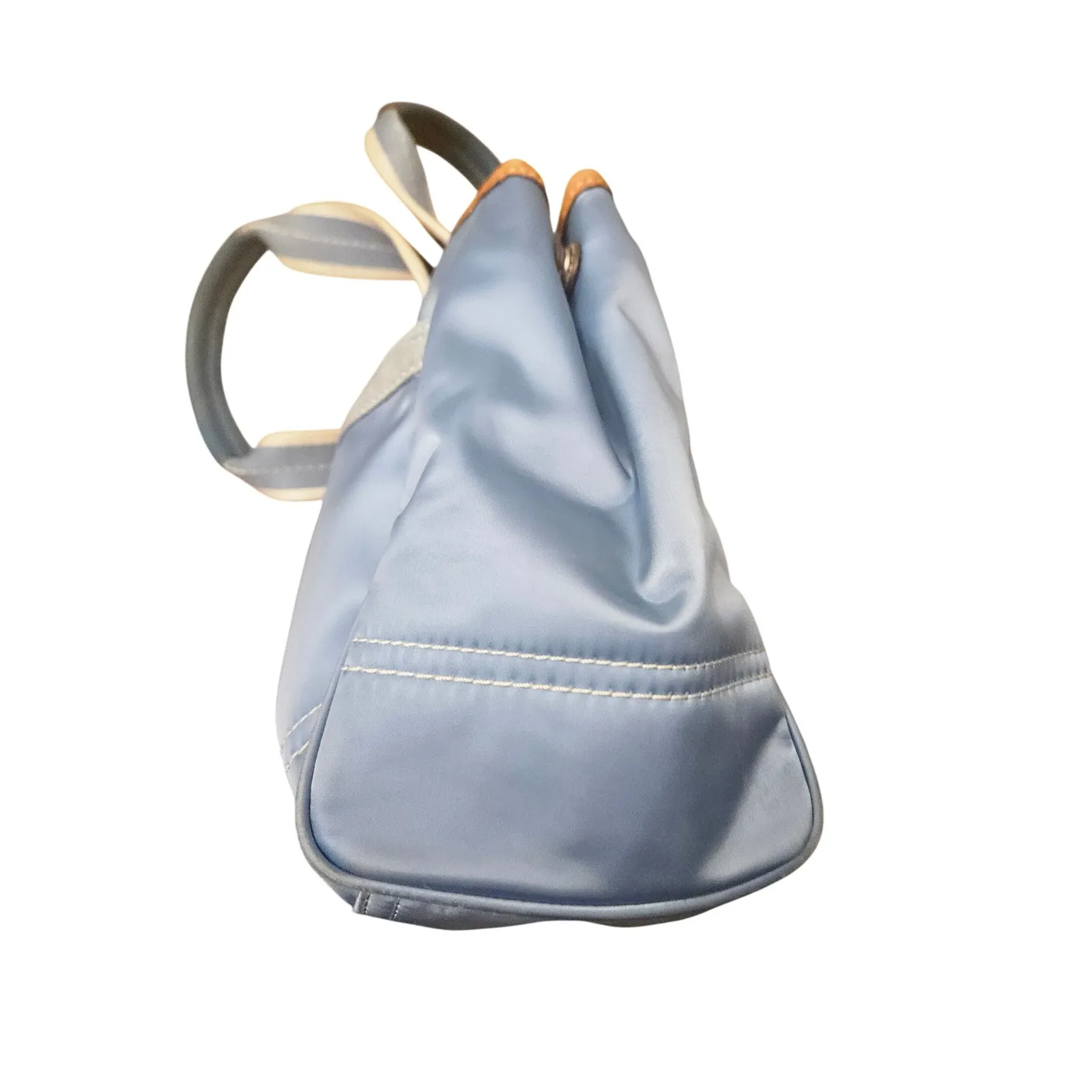 Coach‎ Blue Nylon Leather Trimmed Satchel Handbag Designer Purse - Image 5