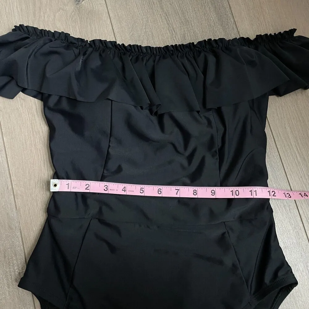 Bleu Rod Beattie Black Off Shoulder Coast to One-Piece Swimsuit Women's size 8 - Image 7