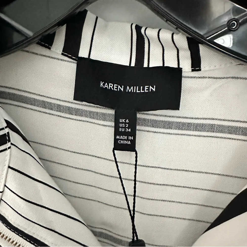 NWT Karen Mullen Striped Linen Blend Jacket with waist detail - size 2 - Image 2