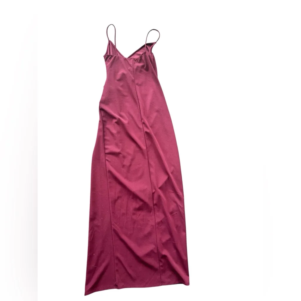 Lulu's Red Slip Maxi Dress Spaghetti Strap V-Neck - Image 4