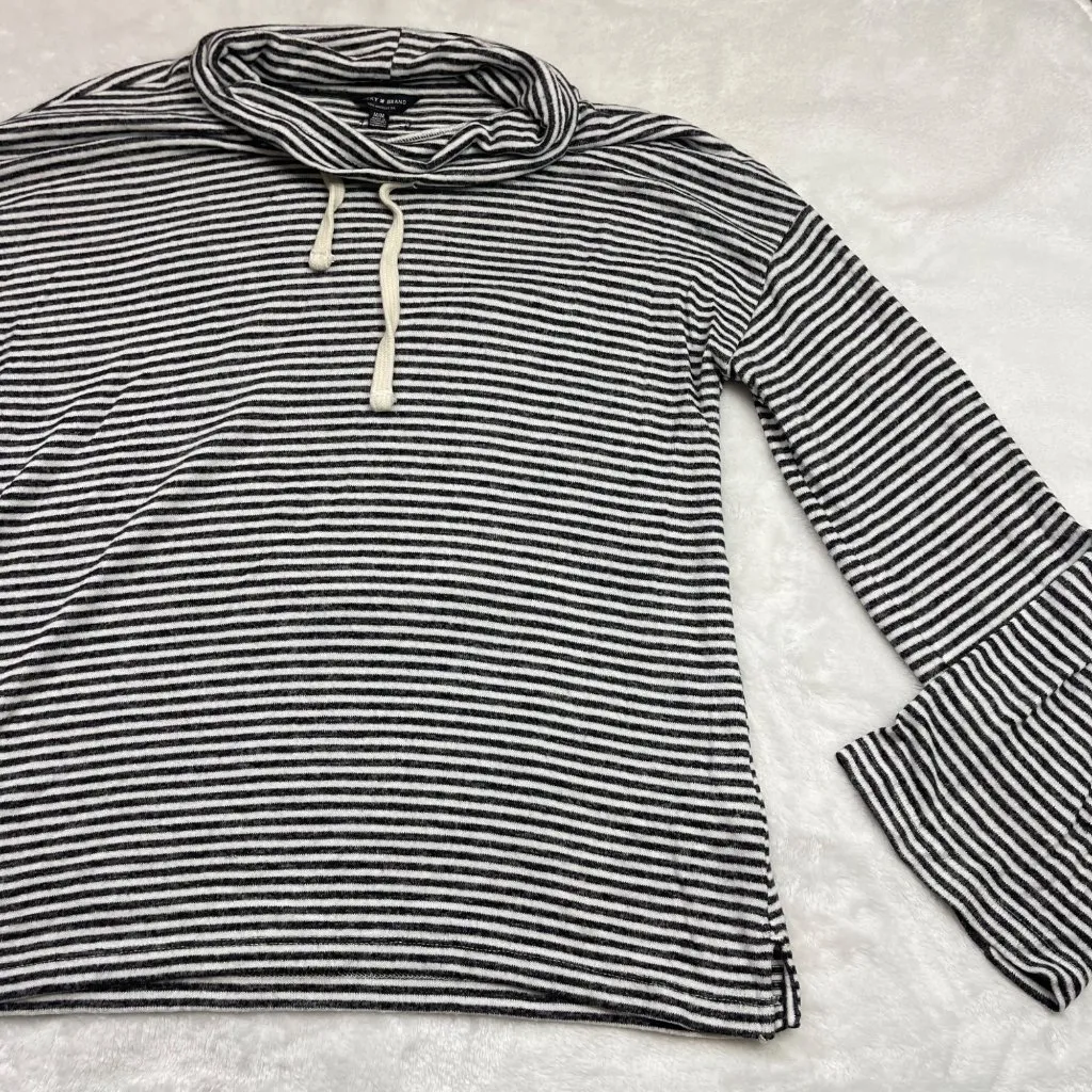 Lucky Brand Striped Cowl‎ Neck Viscose Top Women's Medium Oversized Black White - Image 4