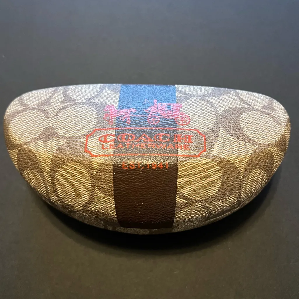 Coach sunglasses case, textured leather, classic monogram, brown - Image 3