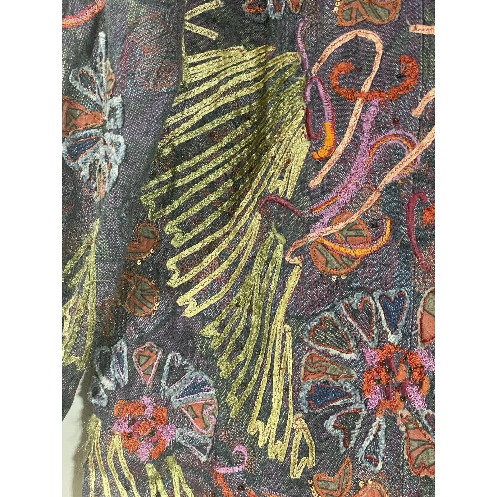 Chicos Soutache Embroidered Jacket Size 2 US 12 Art to Wear Artsy Boho Textured - Image 3