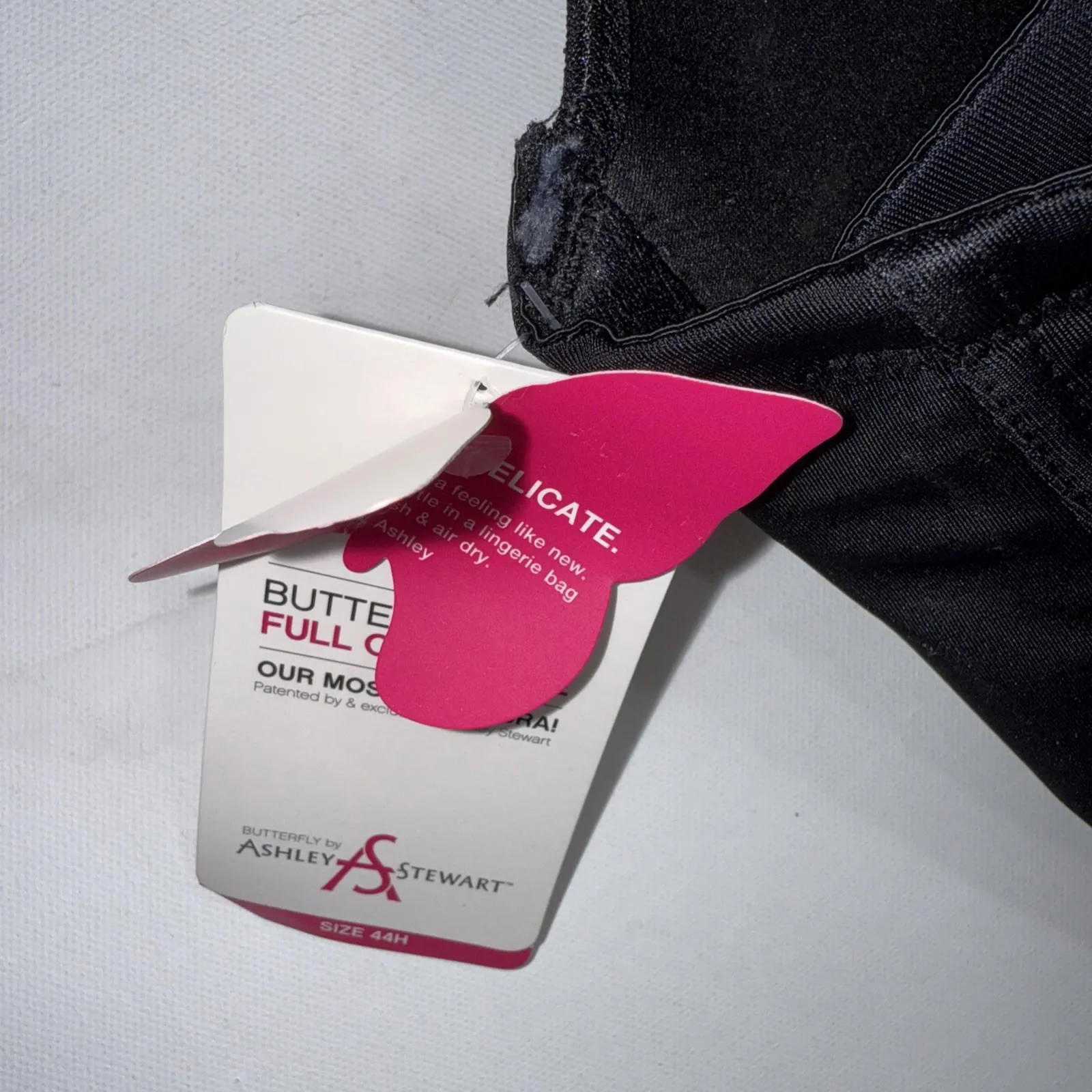 Ashley Stuart Butterfly Black Full Coverage Double Closure Underwire Bra 44H - Image 5