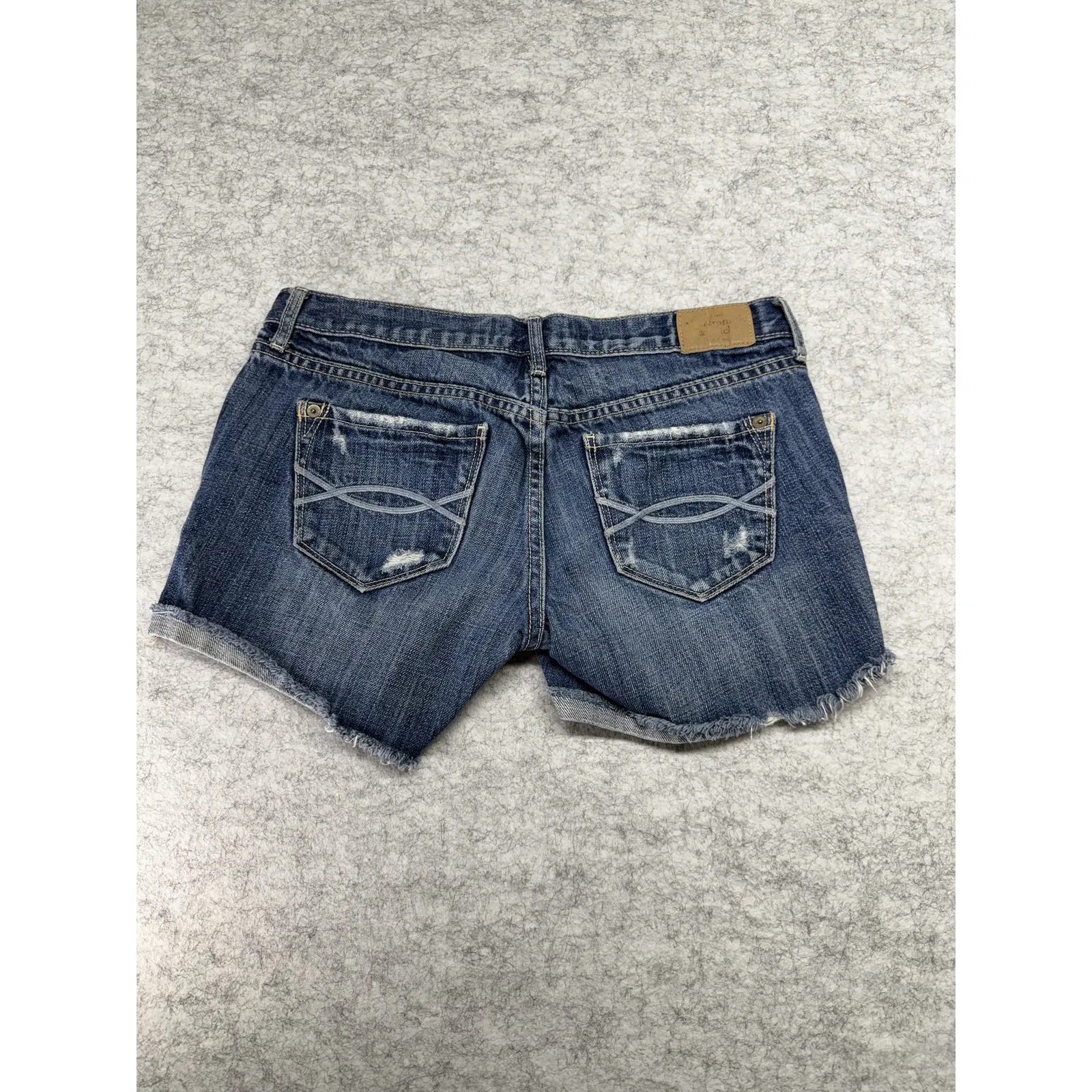 Abercrombie‎ & Fitch Shorts Womens Size 2 Blue Denim Distressed Cutoff Raw Hem - Image 6