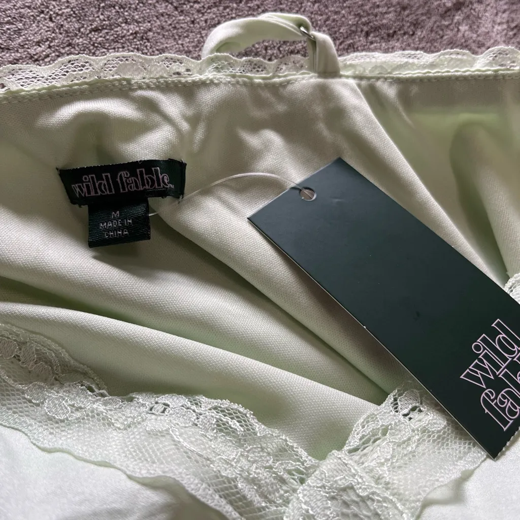 FAIRY CORE Flowy Lime Asymmetrical Sleeveless Tier Dress Women’s Sz M NWT - Image 5