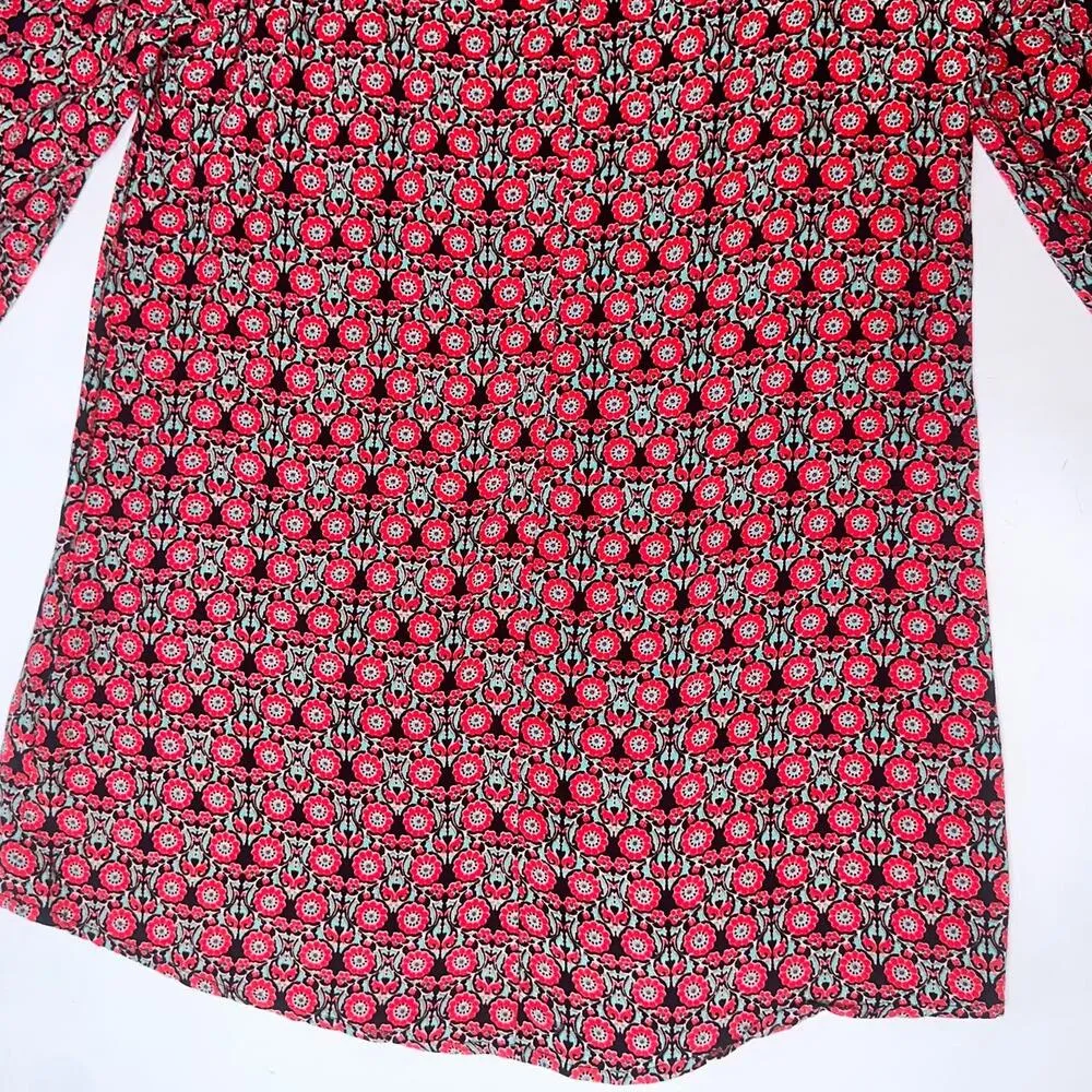 Staring at Stars Tunic Shirt Dress Boho Floral Cold Shoulder Red Blue Sz S NWOT - Image 8