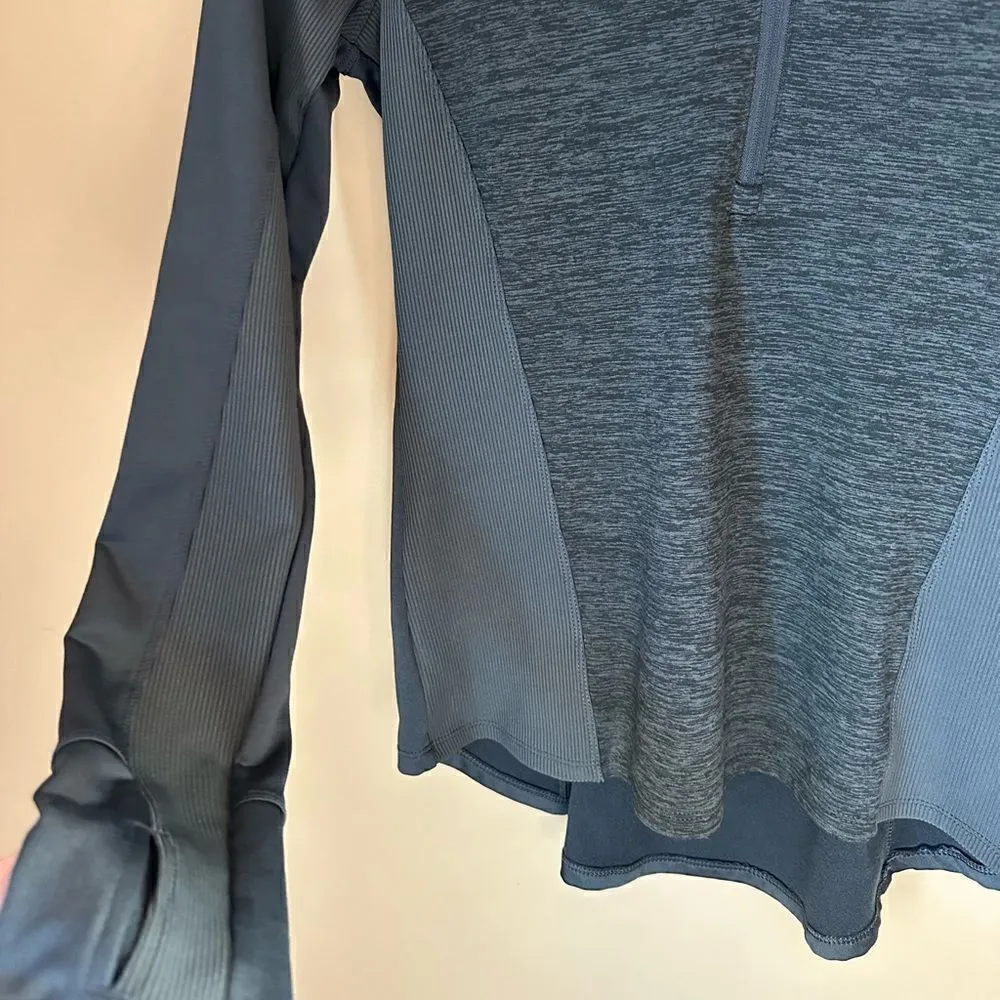 Layer 8 gray half zip ribbed athletic performance long sleeve activewear top Gray - Image 5
