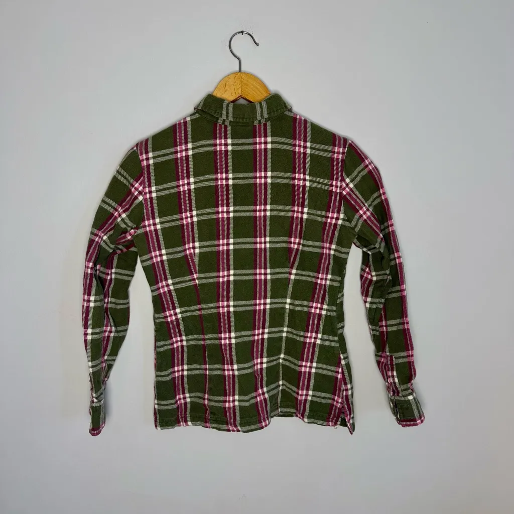 Patagonia Women’s Fjord Flannel Green Magenta Plaid Button-Down Shirt | 4 - Image 3