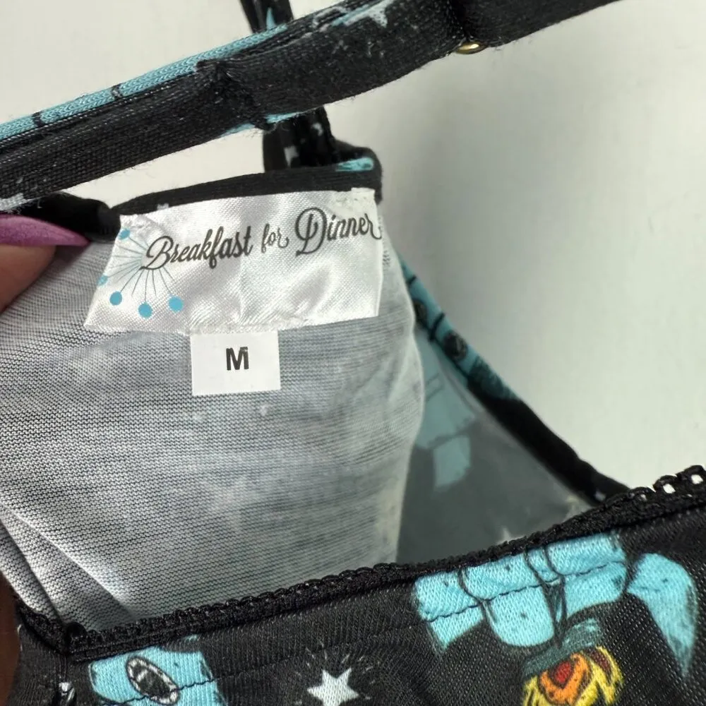 NWT Modcloth Breakfast for Dinner Easy Does It Sleep Romper Rockets Size Medium - Image 6