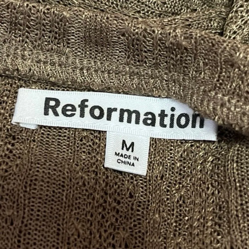 Reformation Women's Brown Knit Long Sleeve Crew Neck Shirt Sweater Top Size M - Image 3