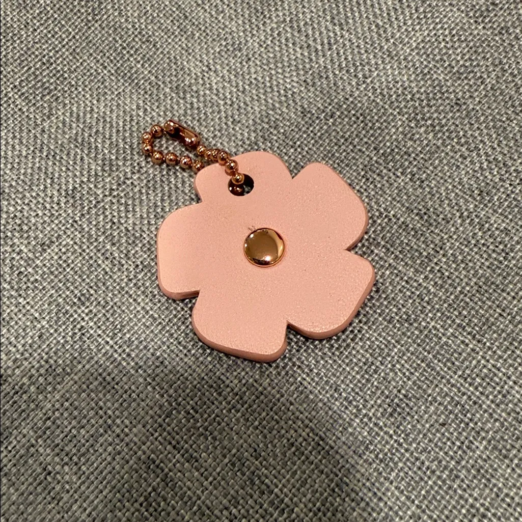 Coach Pink Tea Rose Floral Keychain - Image 2