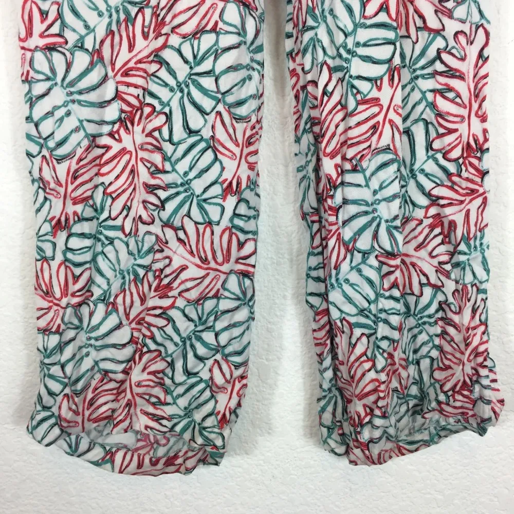 Onia Mila Wide Leg Palazzo Leaf Print Boho Pants - Image 8