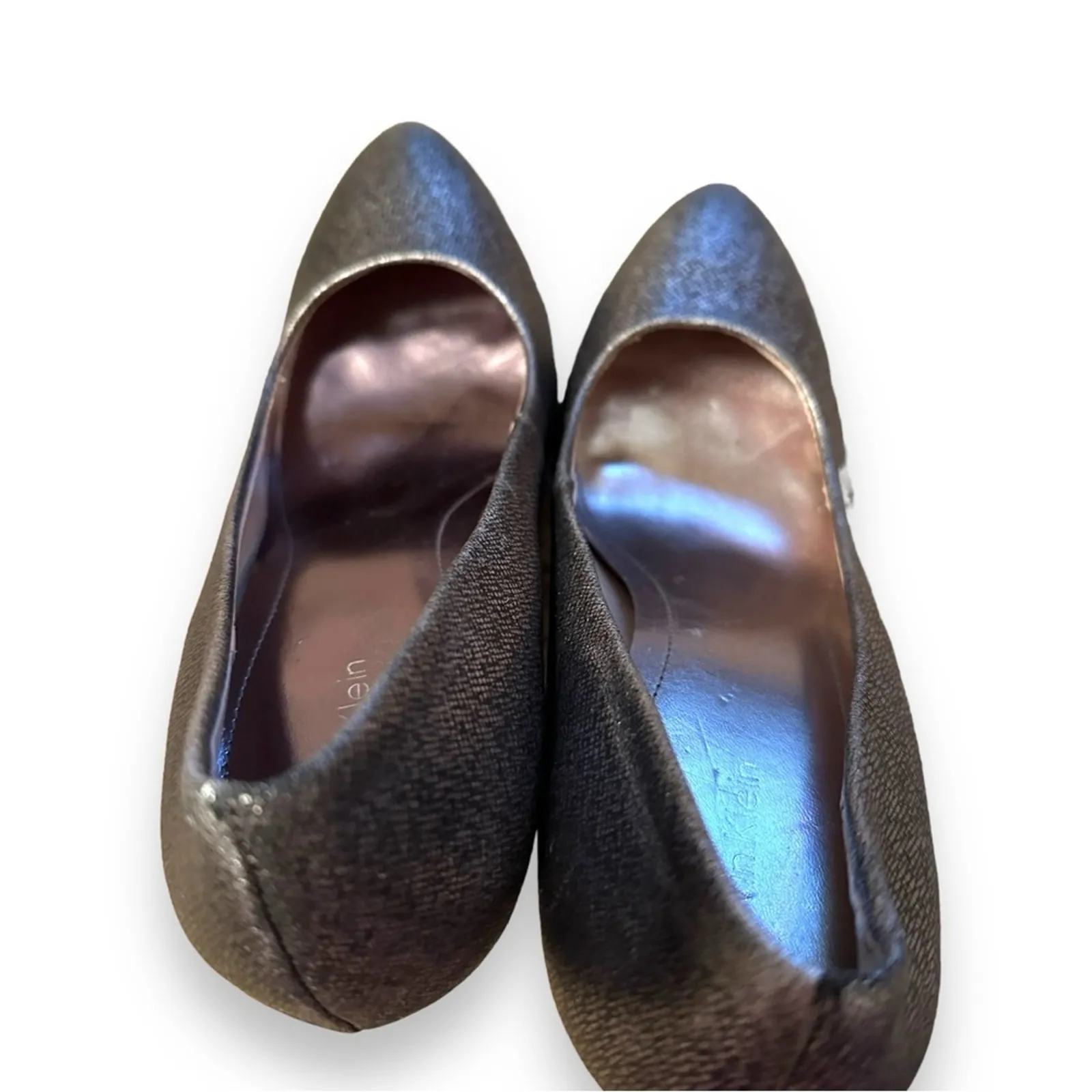 Calvin Klein Elita Cosmopolitan Stacked Pump Heels in Metallic Silver Sz 8.5‎ - Image 7