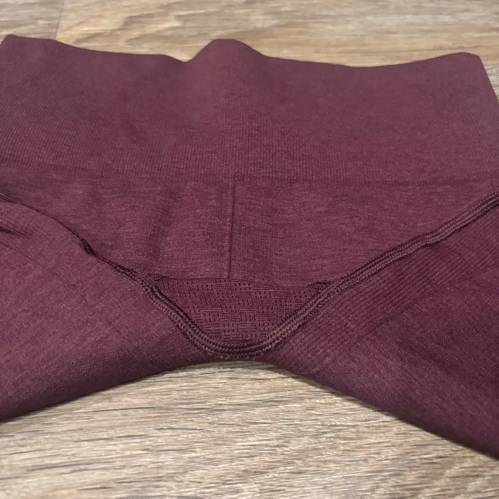 Lululemon In The Flow Crop II Heathered Deep Zinfandel Seamless Leggings Sz 4 - Image 5