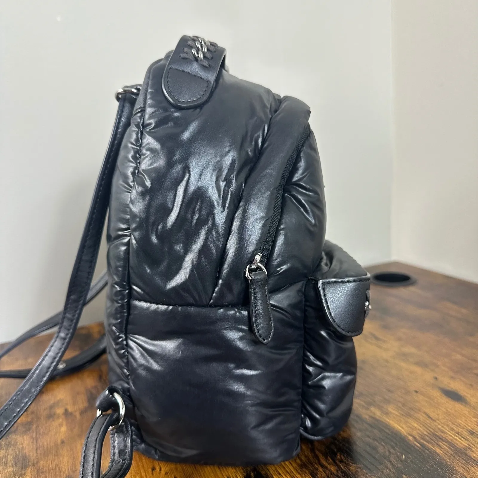 Stella McCartney Black Padded Star Mini Backpack Chain Detail Italy - Image 10