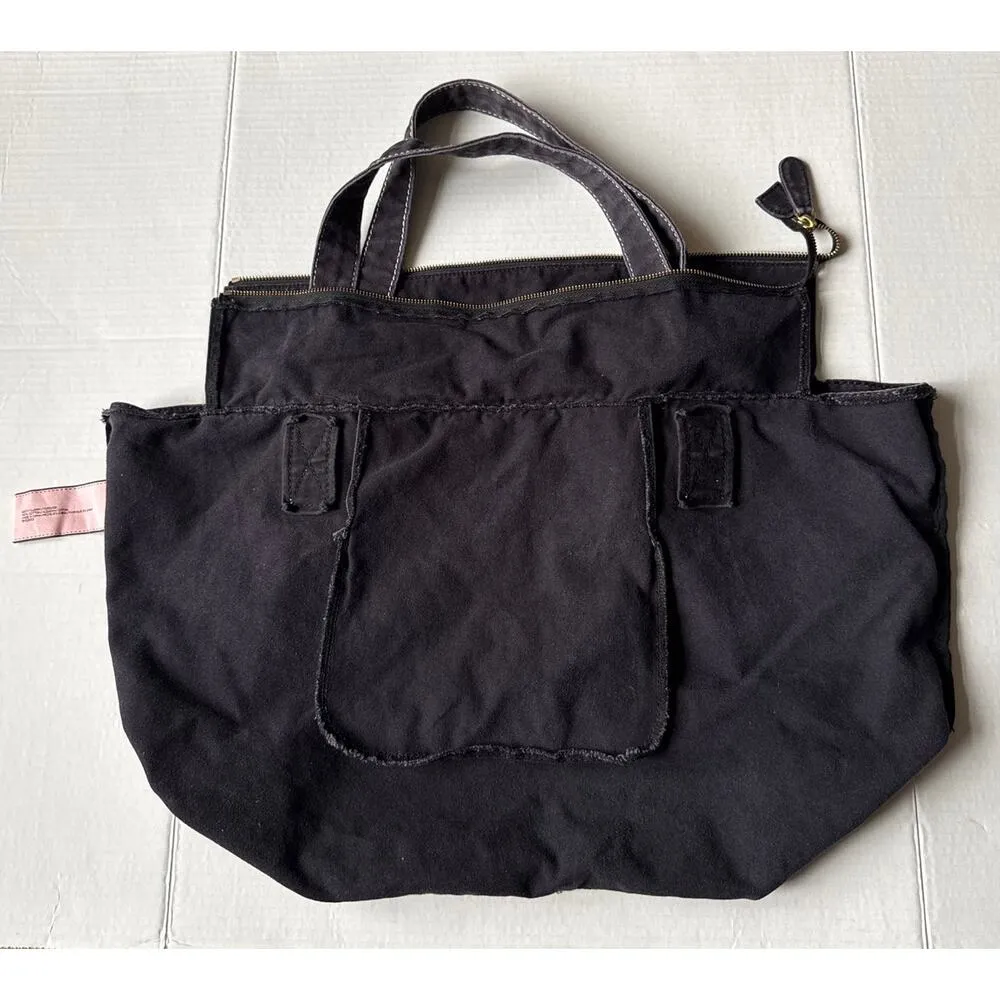 Y2K Juicy Couture large Black Logo Print Cotton Canvas Tote Bag - Image 12