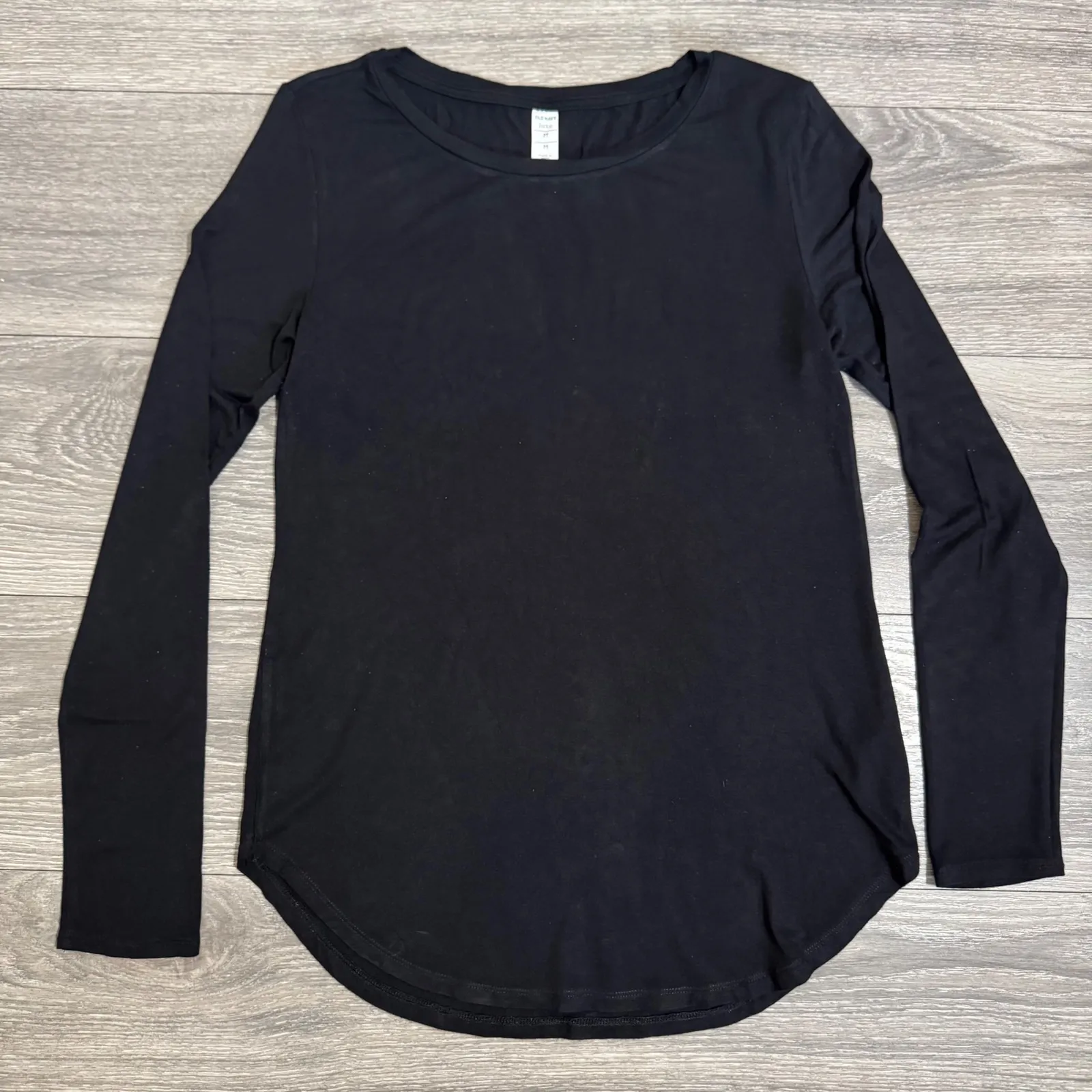 Old Navy  Luxe Black Long Sleeve Crew Neck Tunic Top Womens Size M - Image 7