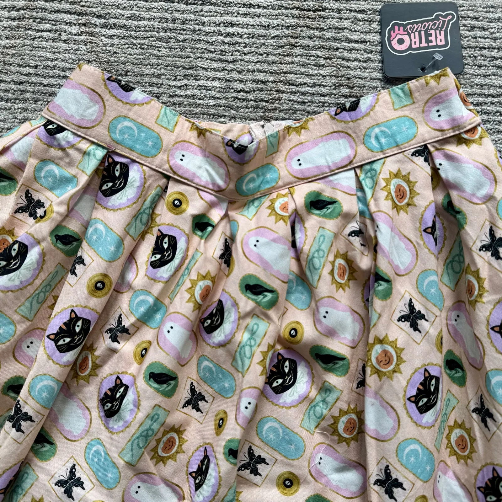 Retrolicious Halloween Spooky Witchy Pastel Circle Midi Skirt USA Made NWT Retro Pink Size M - Image 4
