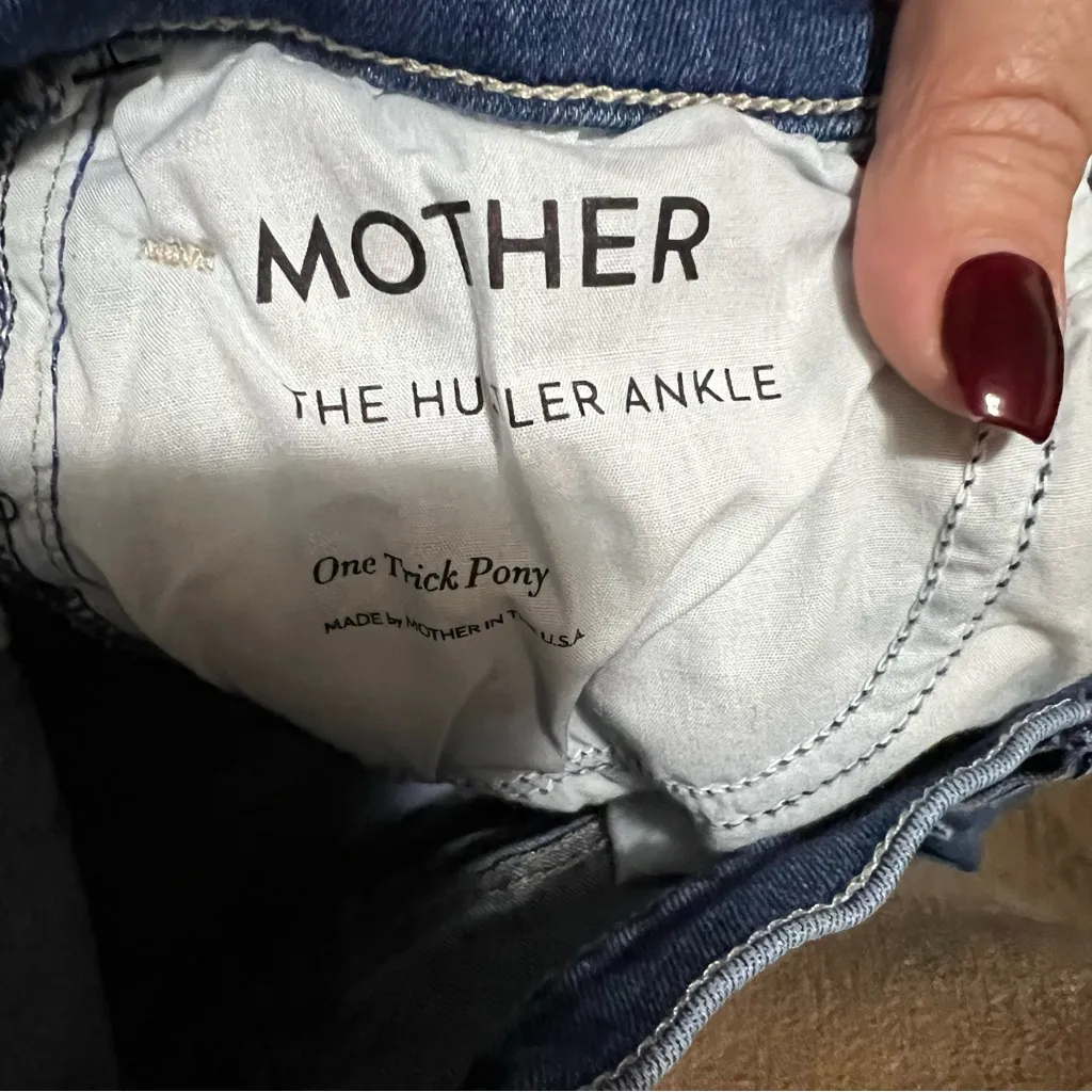 MOTHER The Hustler Ankle In One Trick Pony High Rise Flare Denim Jeans Blue Size 25 - Image 13