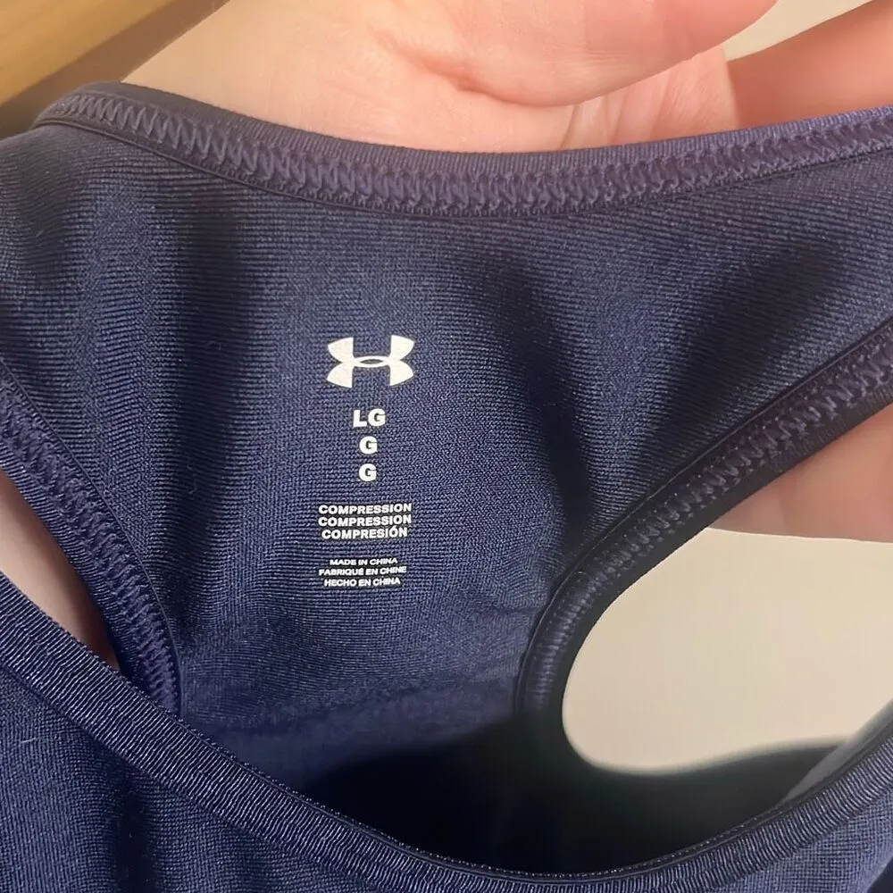 ✨Under Armour Women's Mid Keyhole Graphic Sz Large Navy Sports Bra✨ - Image 9
