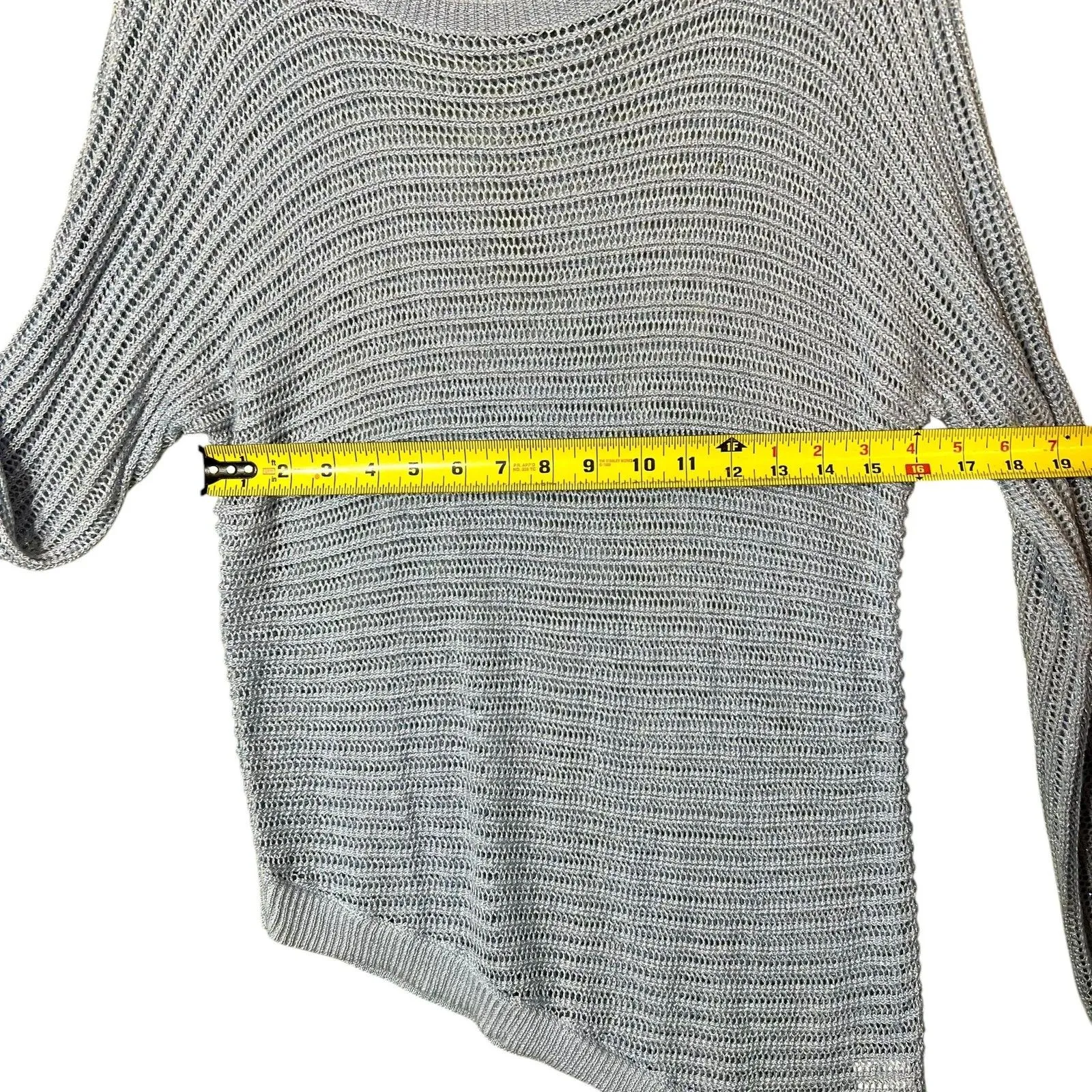 APT. 9 Sweater Womens Small Blue Asymmetrical Open Knit Pullover Scoop Neck - Image 8