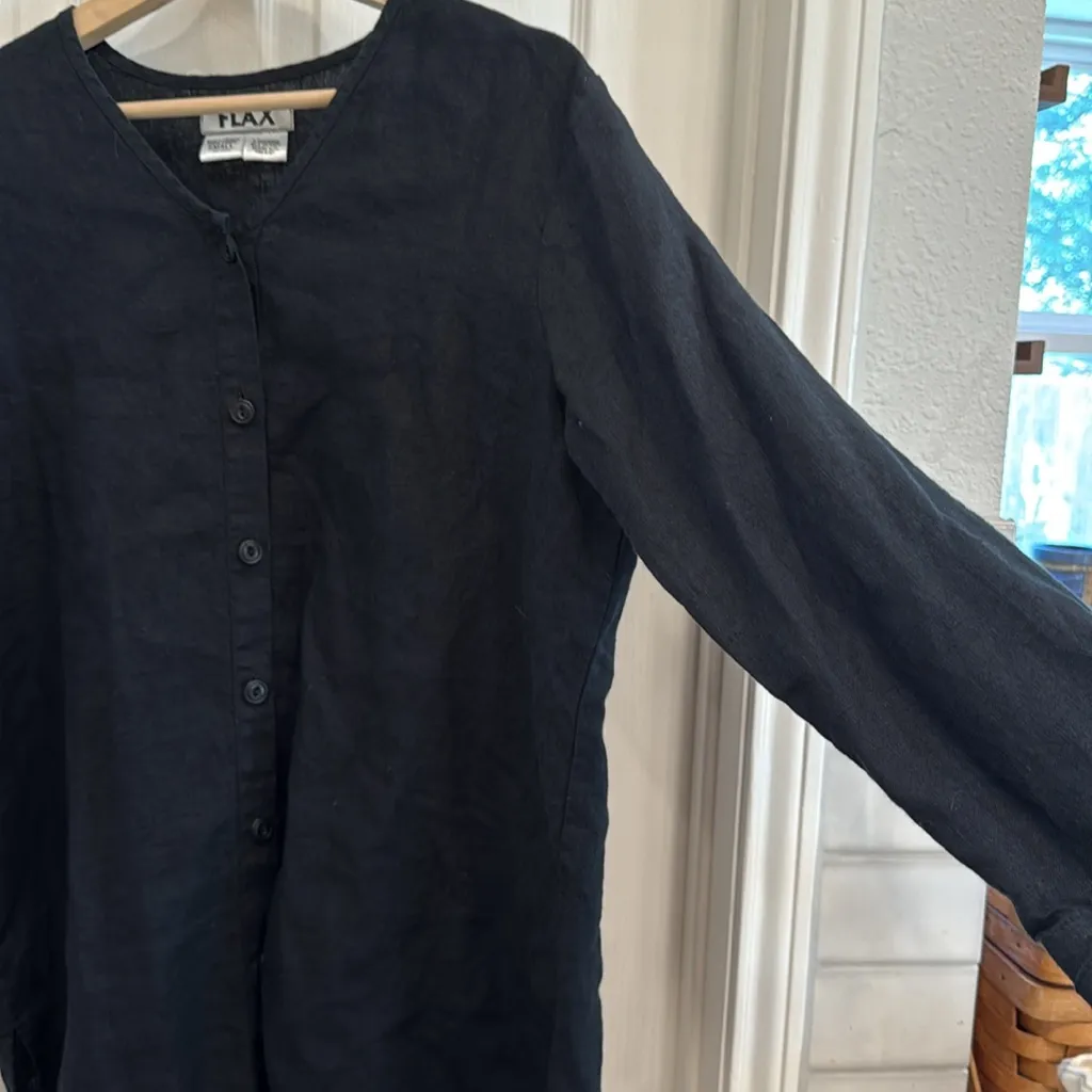 FLAX 100% linen button down tunic blouse - Image 4